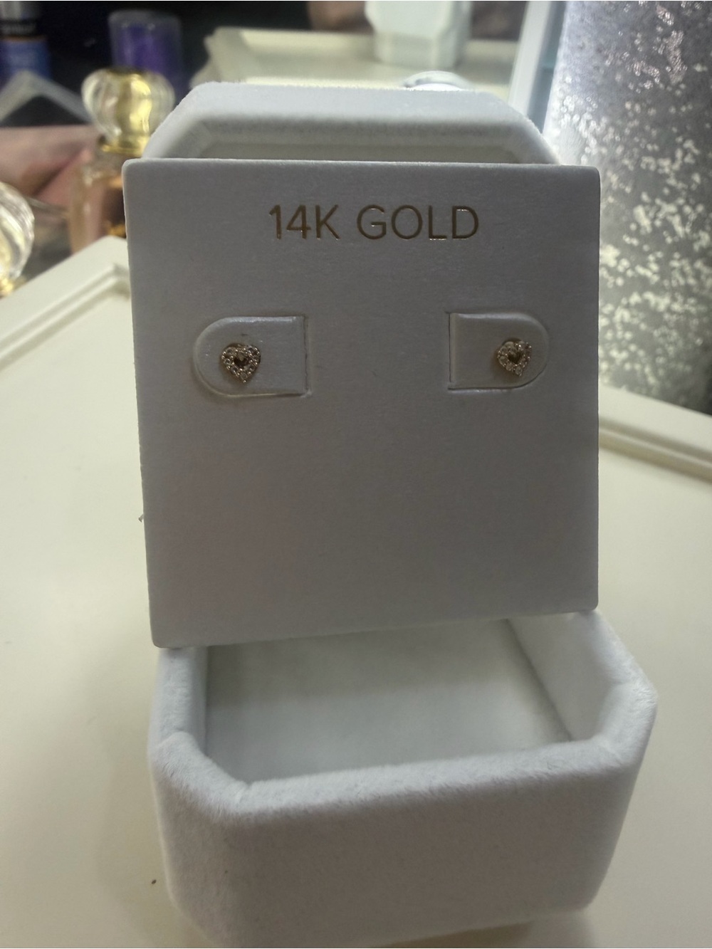 14k gold mini heart earrings